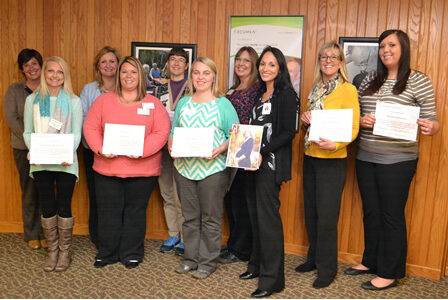 Left to Right: Sonya DeSmith, Kristina Raburn, Shelley Matthes, Katie Say, Janet Babcok, Amanda Schmidt, Susan Bachleitner, Maria Reyes, Michelle Caspers, MacKenzie, and Amber Hernandez (not pictured).