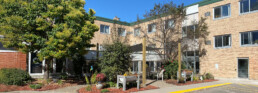 exterior patio of Ecumen Litchfield - Gloria Dei Affordable Independent Living