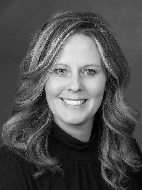 Black and white professional portrait of Bridget Okeson