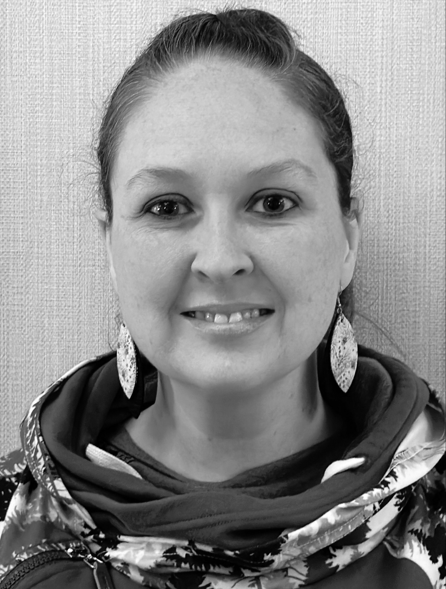 Black and white professional portrait of Patricia Bentley