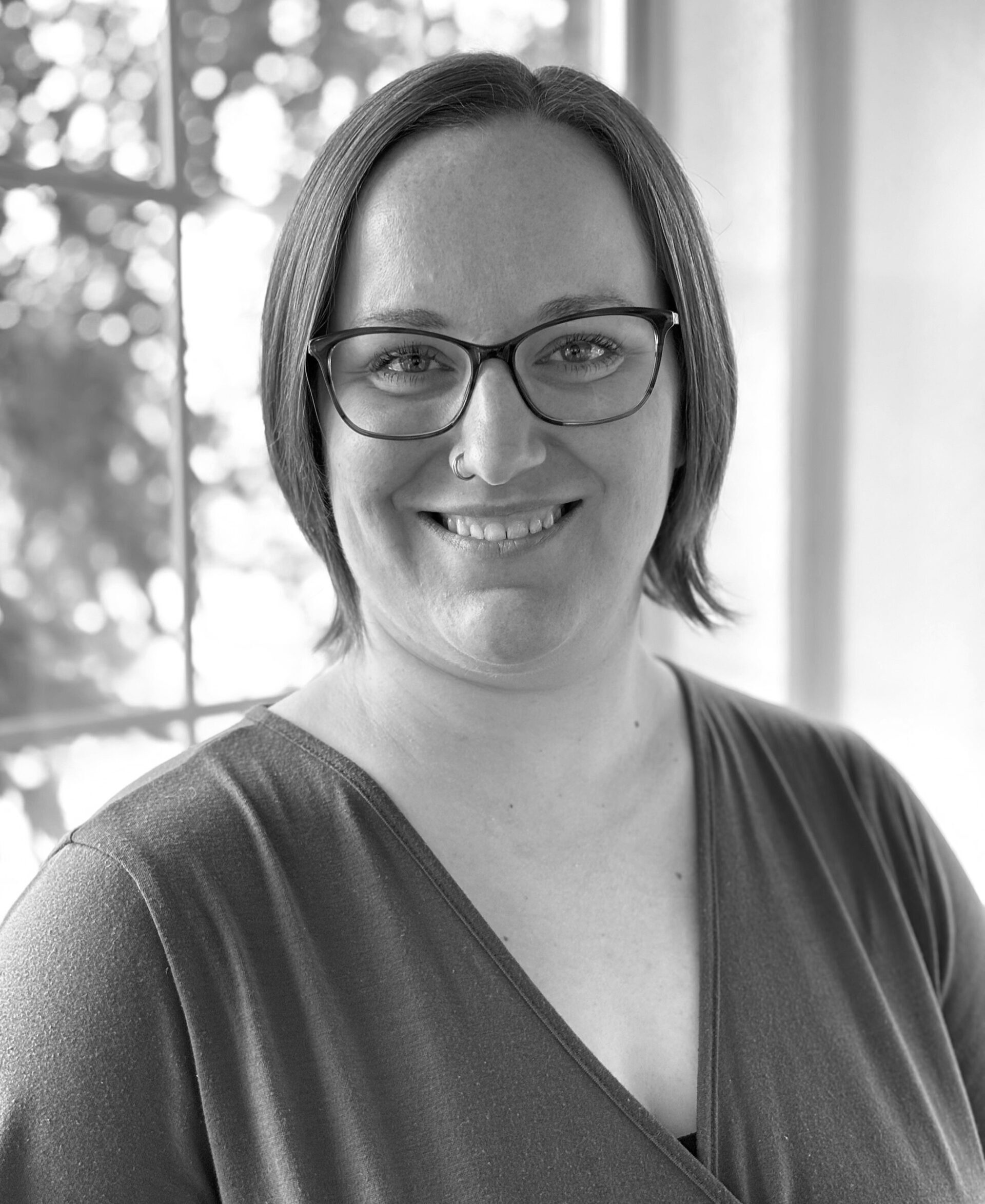 Black and white professional portrait of Kim Nali