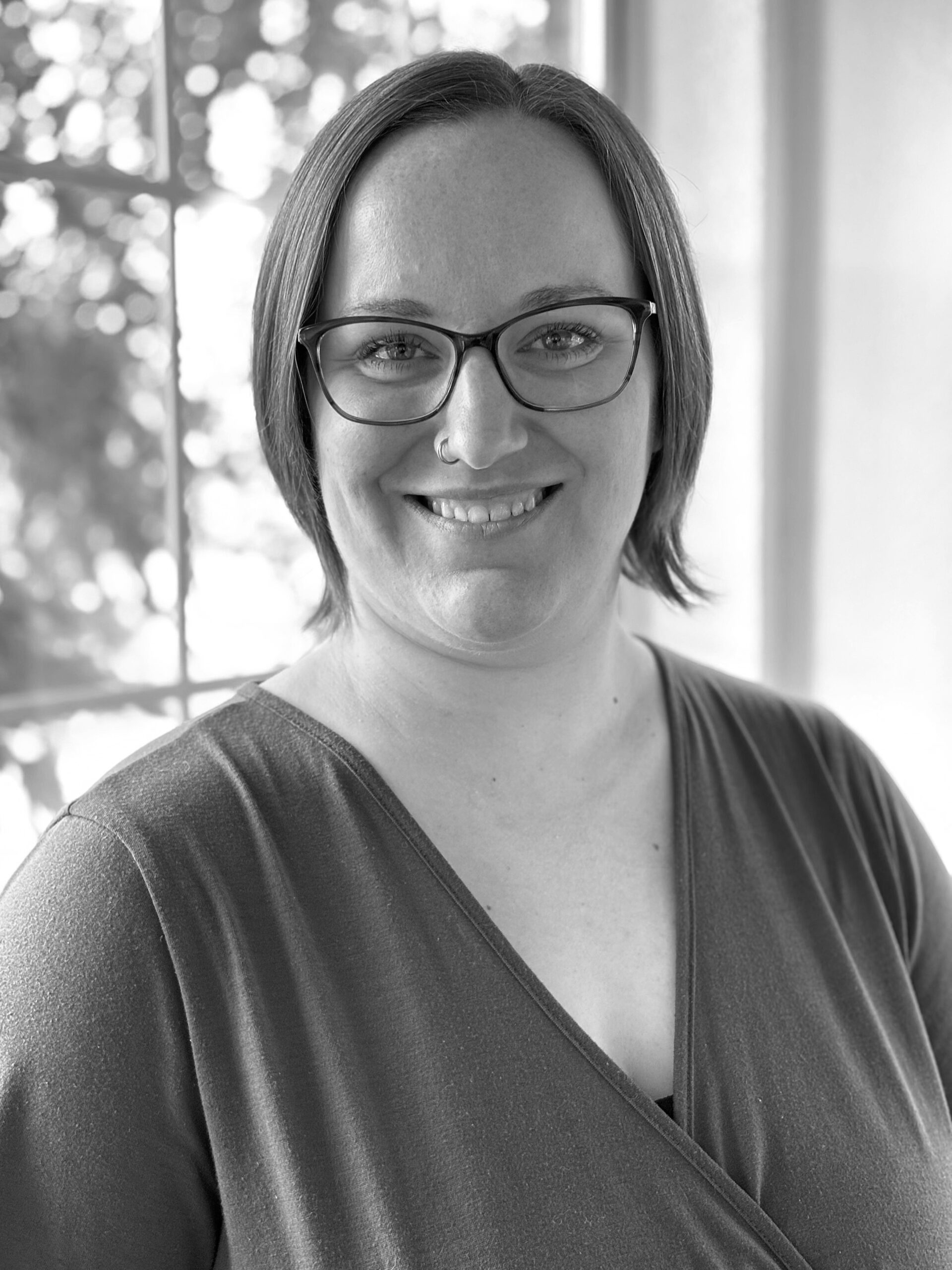 Black and white professional portrait of Kim Nali