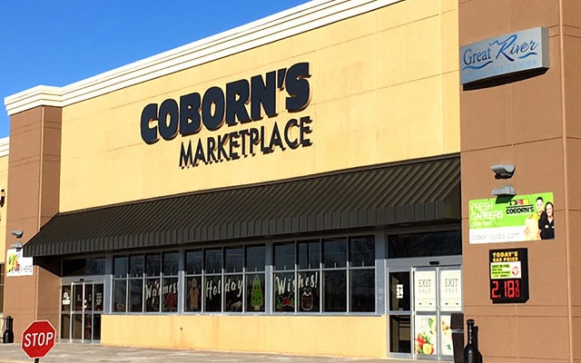 Business store front with sign reading Coborn's Marketplace