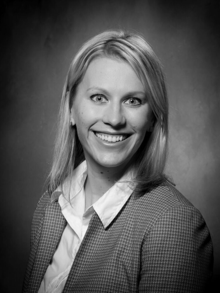 Black and white professional portrait of Jessica Harstad