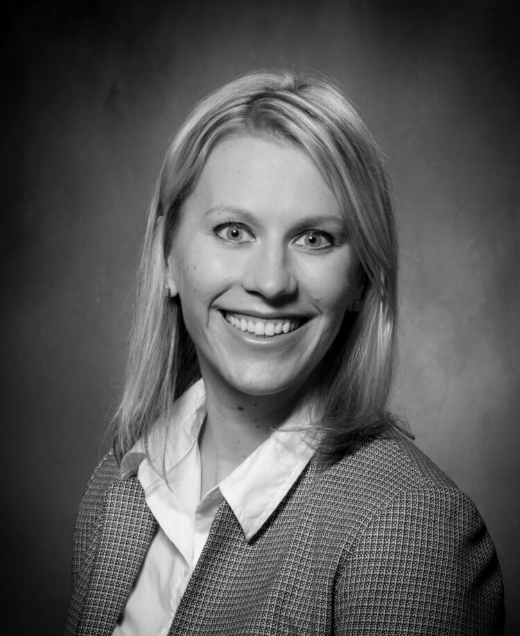 Black and white professional portrait of Jessica Harstad