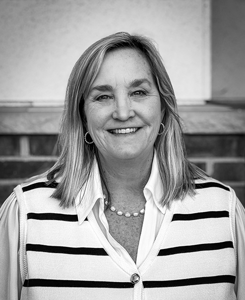 Professional black and white portrait of Jill Carlson