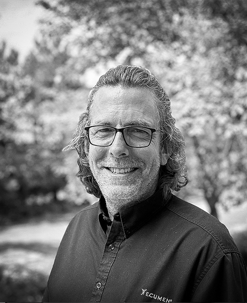 Professional black and white portrait of Mark Hanneken