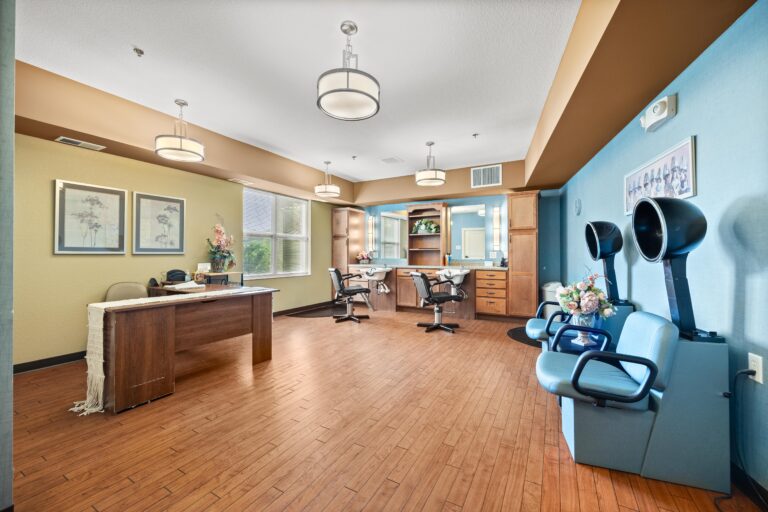 Reception desk, two spa client chairs, two spa drying stations.