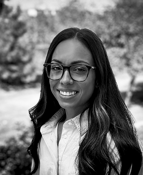 Professional black and white portrait of Candace Young