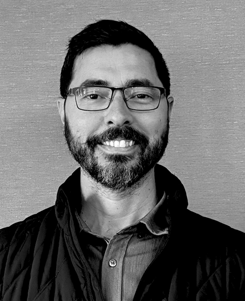 Black and white professional portrait of David Lewis