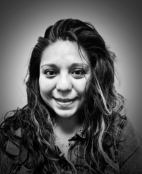 Black and white professional portrait of Karina Nivelo