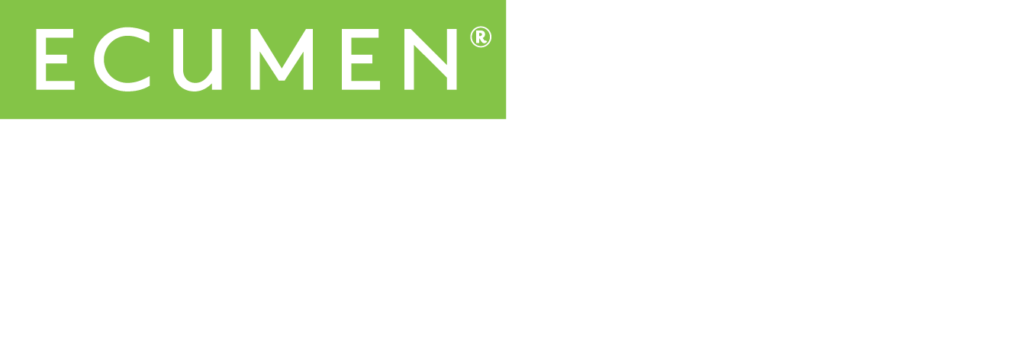 A green and white logo for Ecumen Meadows.